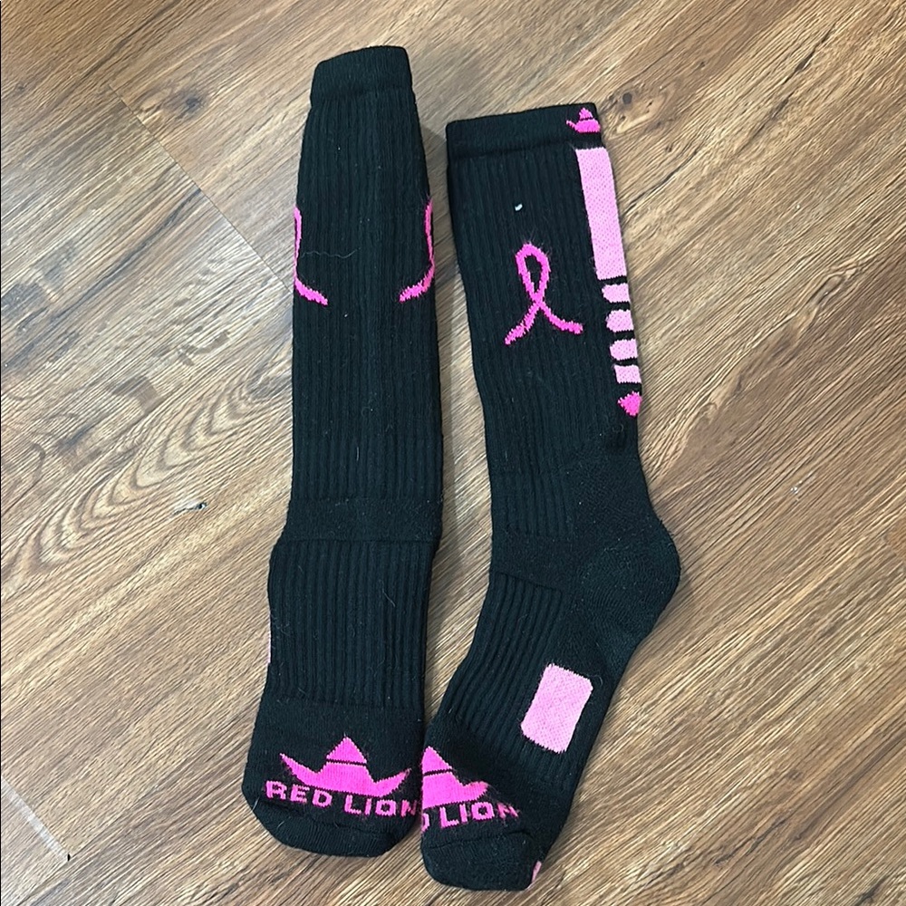 Crew Black and Pink Breast Cancer Socks
